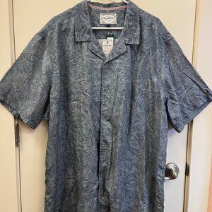 NWT Flag & Anthem, Printed Camp Collar Woven Shirt, Navy, 3XL
